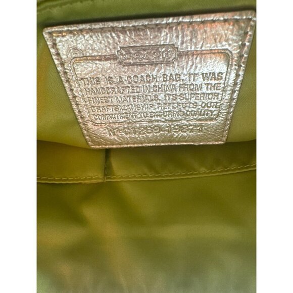 Coach Poppy Tattersall Signature Plaid Tote Bag Metallic Leather Trim 19871 15” - Picture 10 of 11